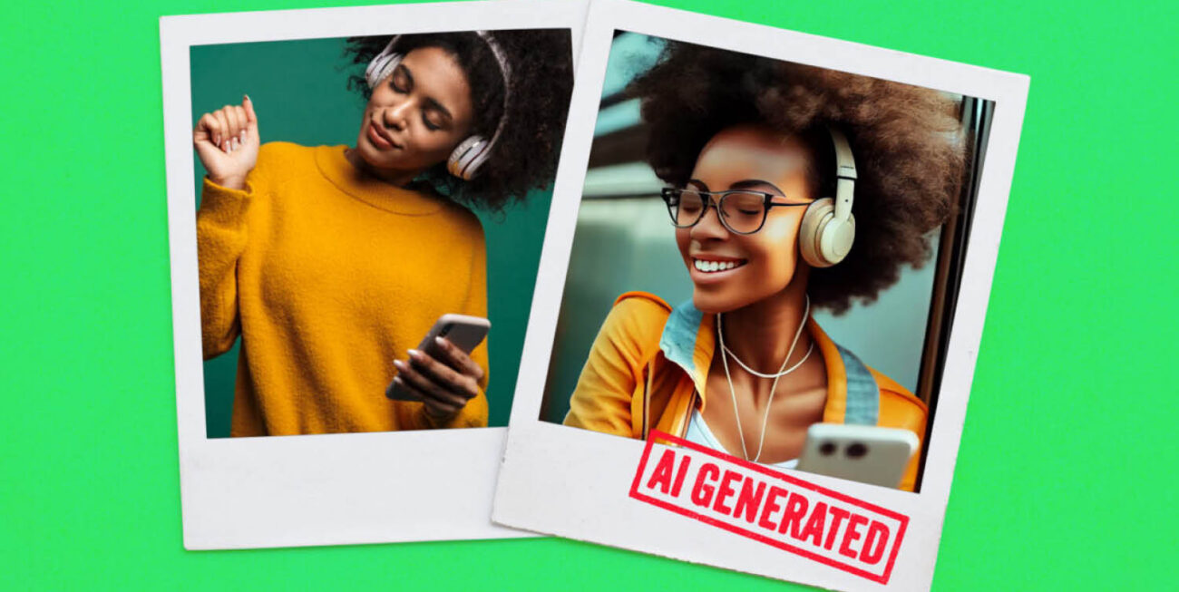 AI generated image of a girl and a real image of a girl