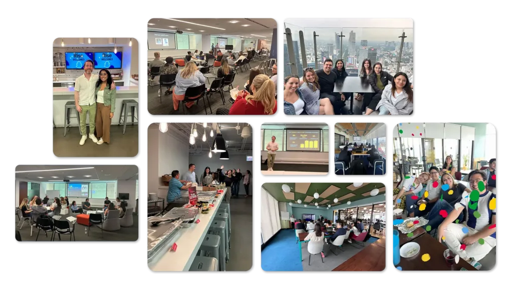 Collage of images showing business people in a corporate office setting