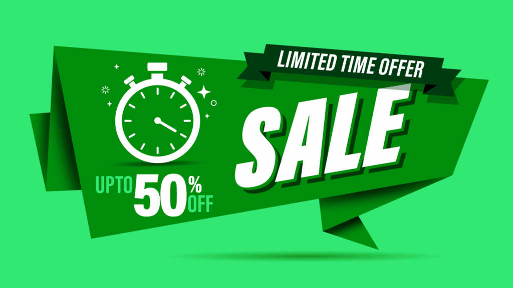 Limited time offer sale of 50% off graphic