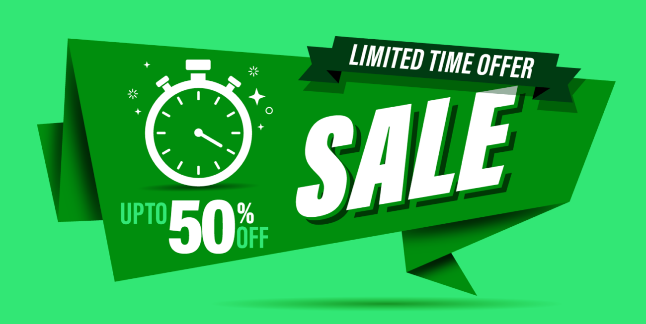 Limited time offer sale of 50% off graphic