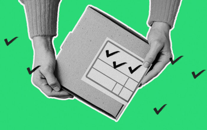 Hands holding a package with a checklist