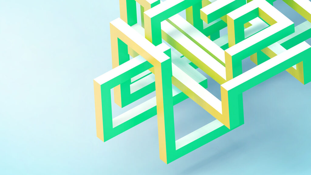 Green and yellow geometric structure