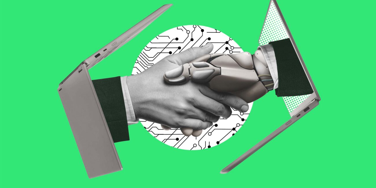 Handshake between a human and a robot