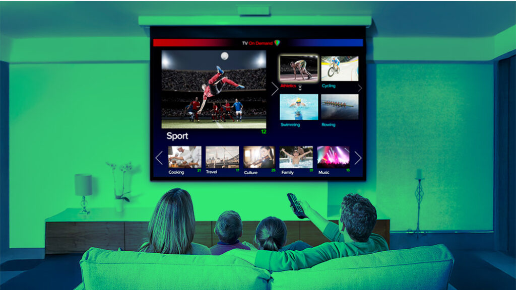 Family watching connected TV