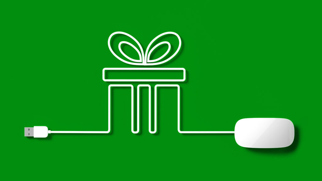 Mouse wire outlining a gift box shape