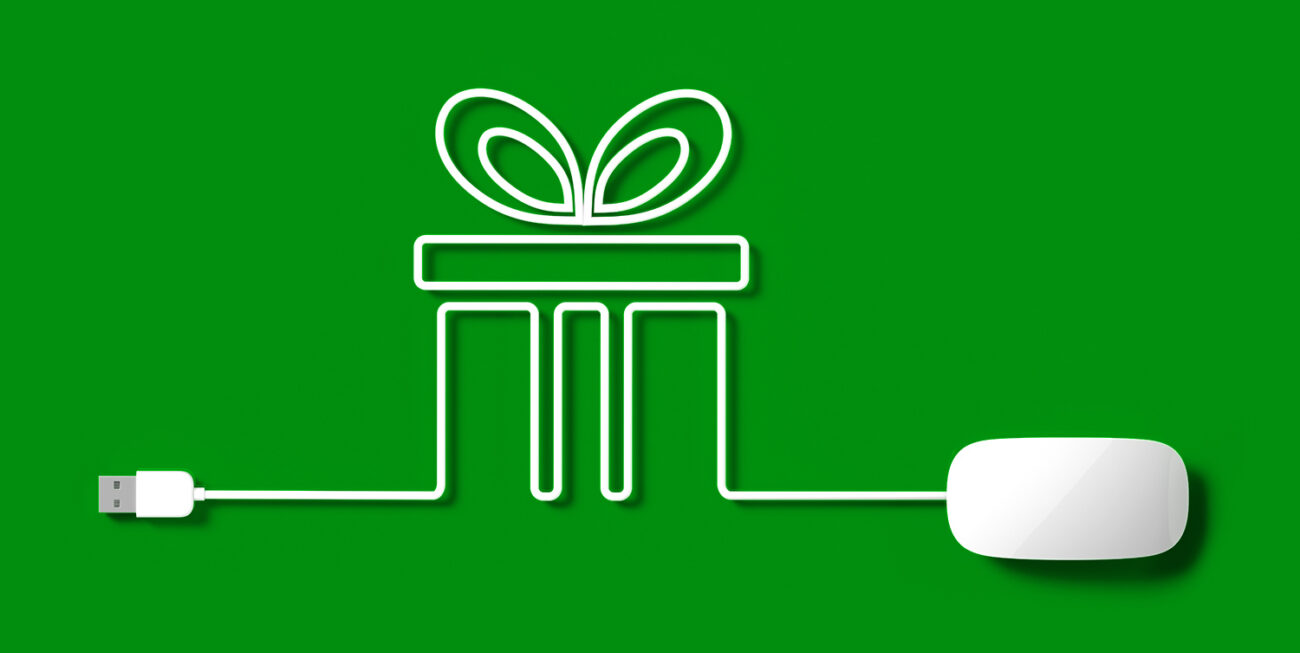 Mouse wire outlining a gift box shape