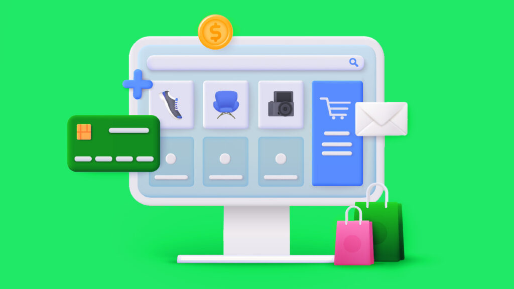 E-commerce platform from a desktop monitor