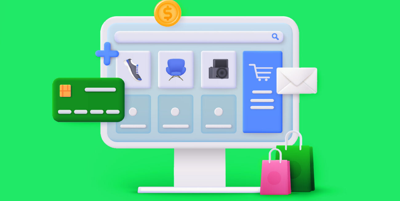 E-commerce platform from a desktop monitor