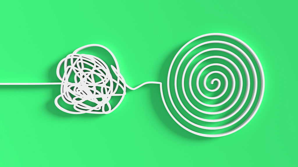 Organizing a scrambled connection into a spiral