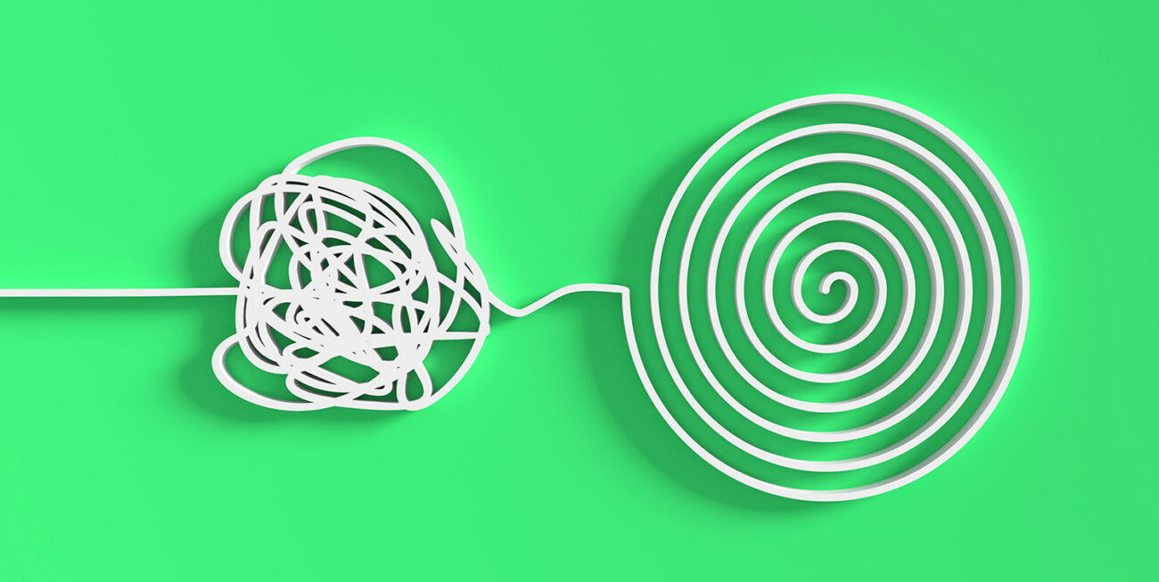 Organizing a scrambled connection into a spiral