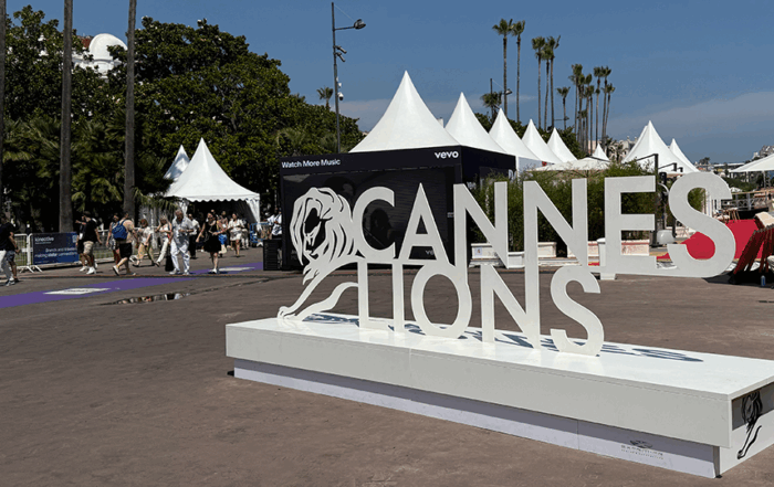 The Cannes Lions logo on an outdoor display
