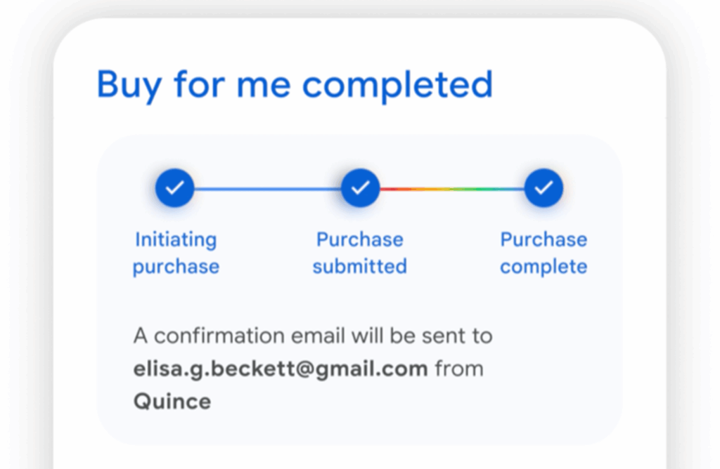 Screenshot of Google Buy For Me completion dialog box
