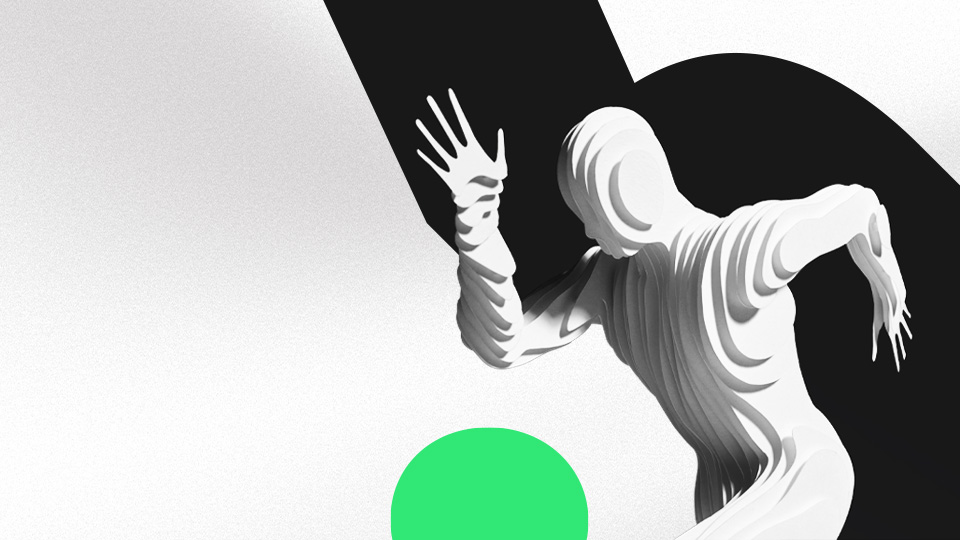Silhouette of an abstract futuristic figure running