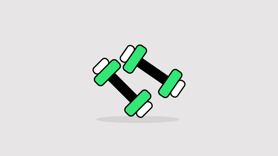 An illustration of two dumbbells