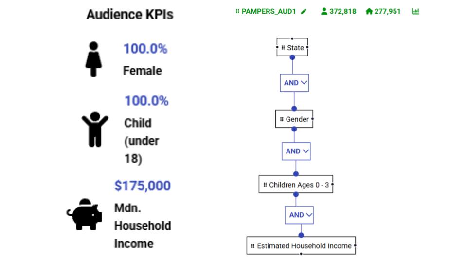 A screenshot of Rise's Audience Builder showing KPIs and how to build the right audience for your campaign.
